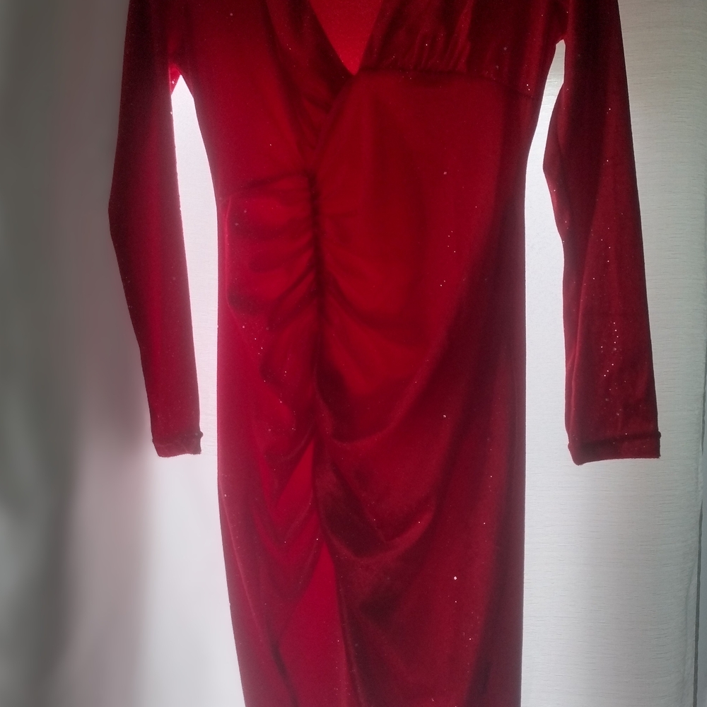 Elegant Red Long Sleeve Dress